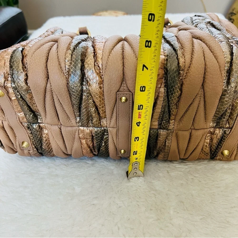 Genuine Snake Skin/Grain Brown Leather Handbag/Satchels Bag